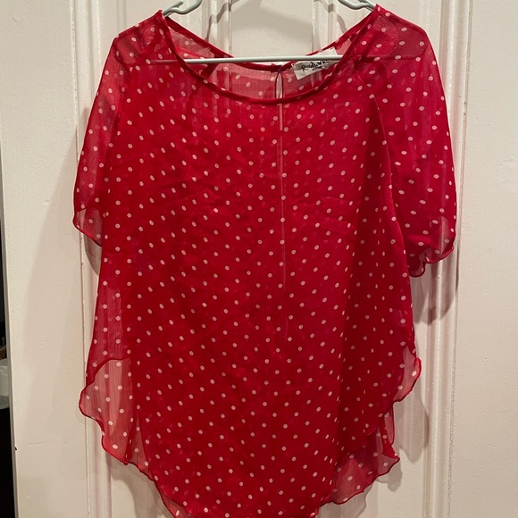 Vintage red & white polka dot blouse - Picture 1 of 3